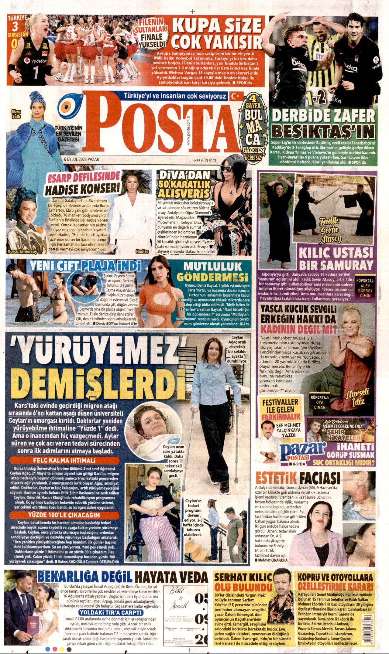 POSTA 6 Eylül 2026 Gazete Manşeti Büyük