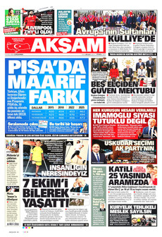 AKŞAM 9 Eylül 2026 gazete manşeti