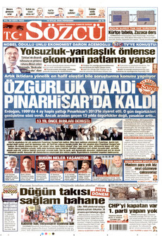 SÖZCÜ 10 Eylül 2026 gazete manşeti