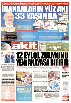 YENİ AKİT 12 Eylül 2026 gazete manşeti