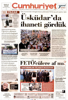 CUMHURİYET 13 Eylül 2026 gazete manşeti