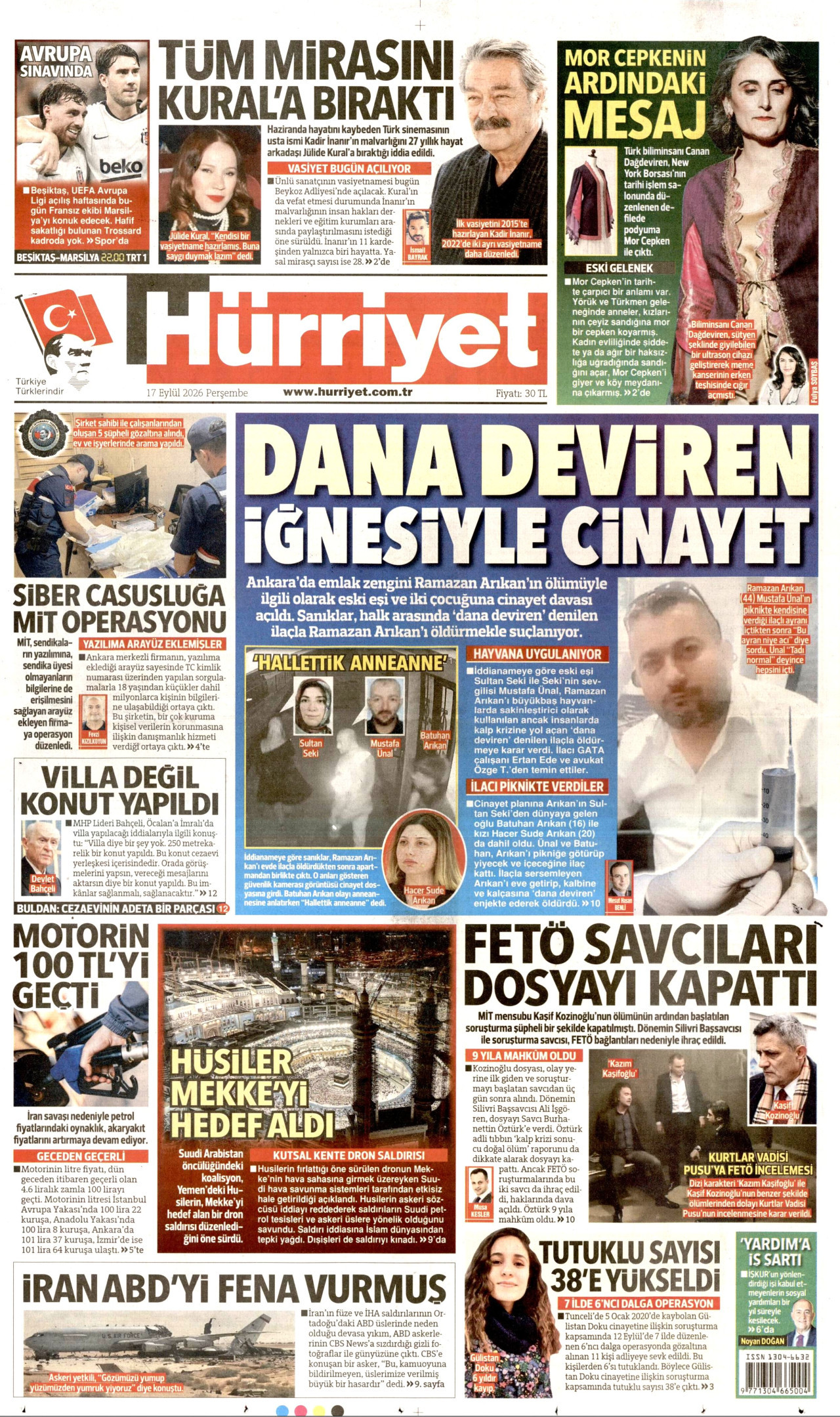 HÜRRİYET 17 Eylül 2026 Gazete Manşeti Büyük