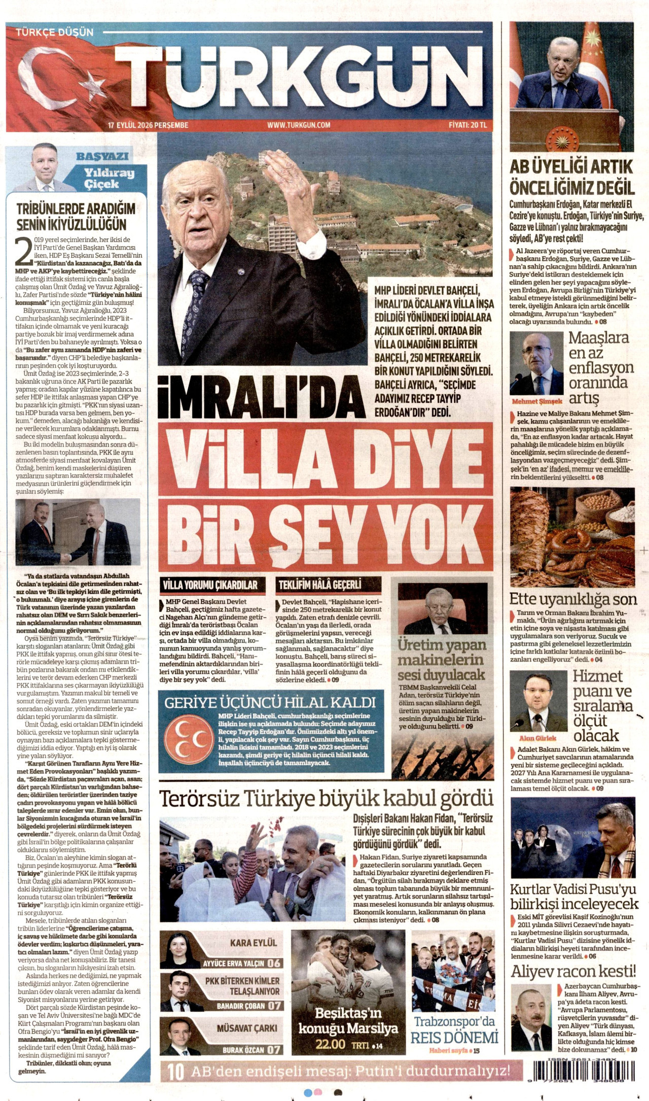 TÜRKGÜN 17 Eylül 2026 Gazete Manşeti Büyük
