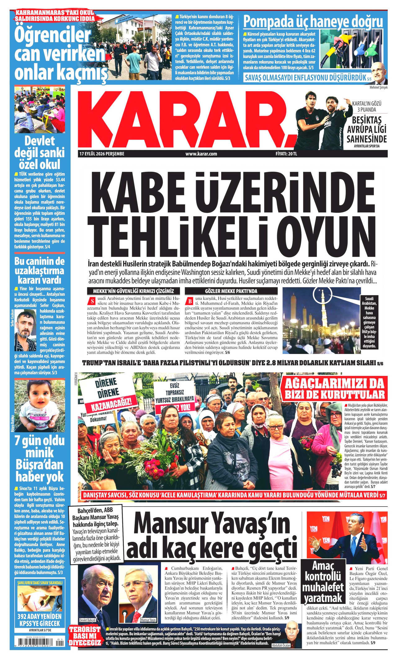 KARAR 17 Eylül 2026 Gazete Manşeti Büyük