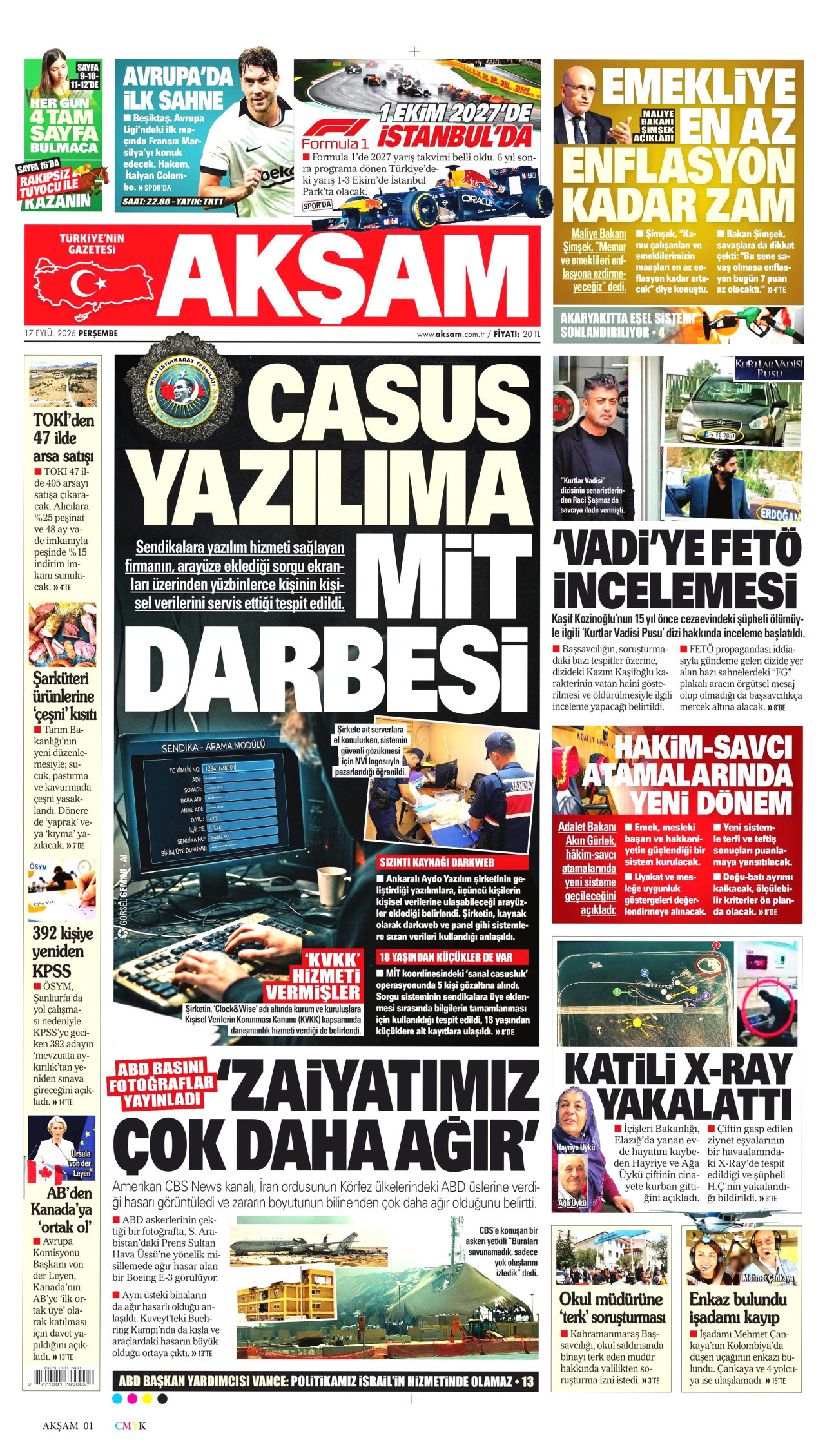 AKŞAM 17 Eylül 2026 Gazete Manşeti Büyük