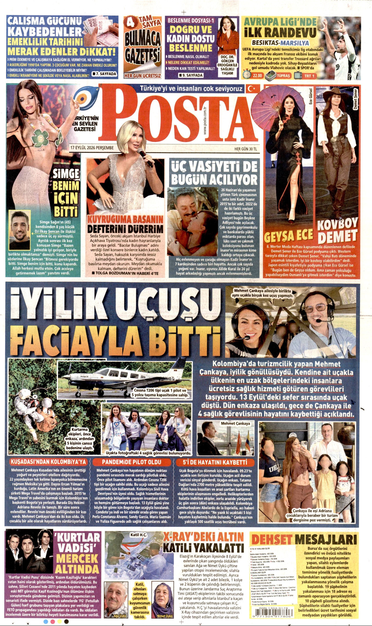 POSTA 17 Eylül 2026 Gazete Manşeti Büyük