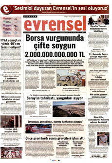 EVRENSEL 18 Eylül 2026 gazete manşeti